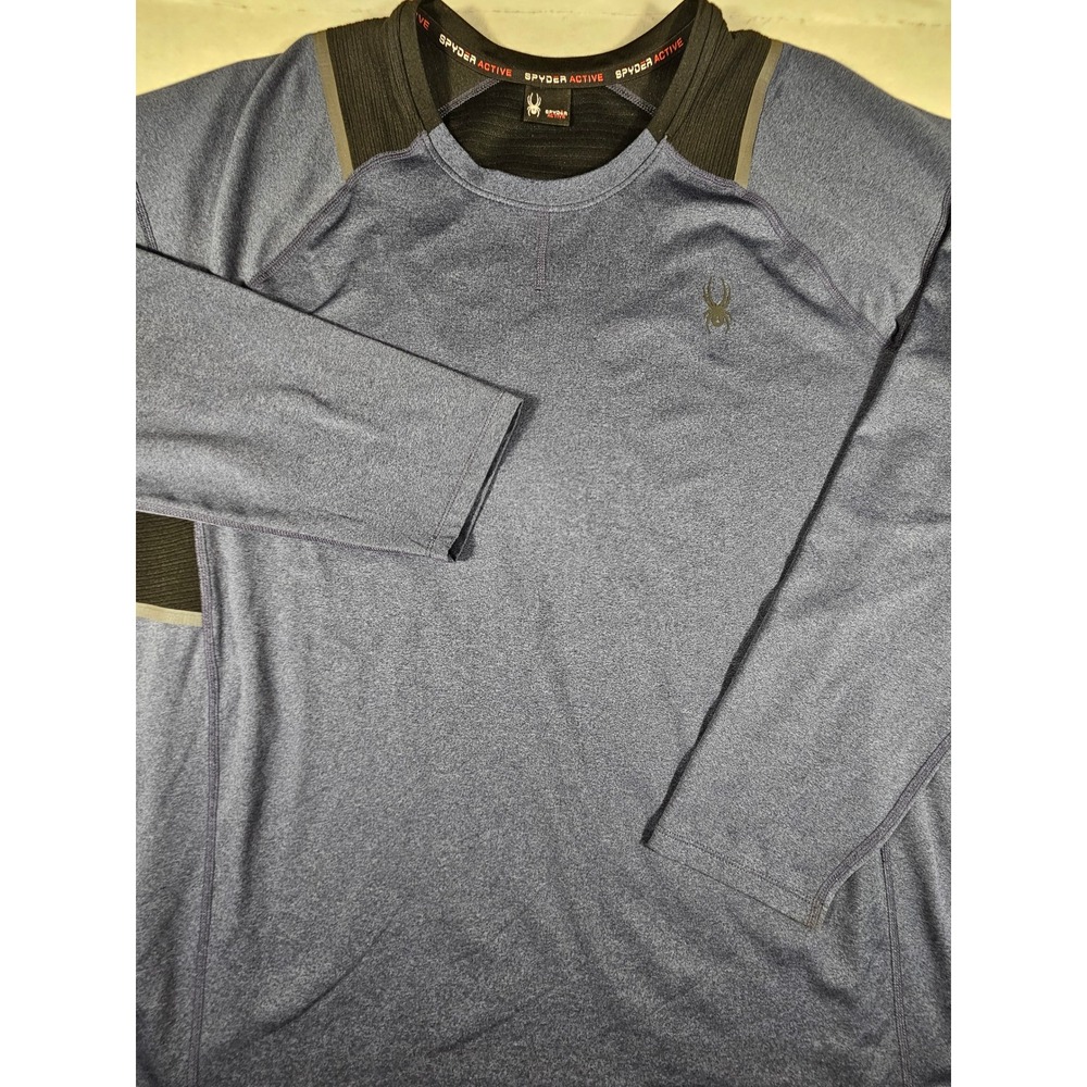 Spyder Active ProWeb Mens XXL Long Sleeve Performance Shirt Blue Heather SPM100U